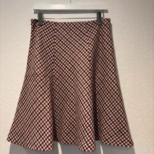 Chic Red and Black Plaid A-Line Skirt